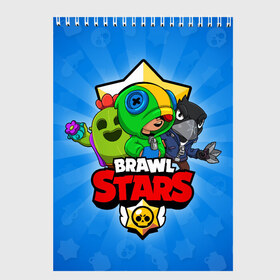 Скетчбук с принтом BRAWL STARS в Белгороде, 100% бумага
 | 48 листов, плотность листов — 100 г/м2, плотность картонной обложки — 250 г/м2. Листы скреплены сверху удобной пружинной спиралью | brawl stars | brawler | crow | leon | spike | бравл старз | бравлер | ворон | леон | спайк