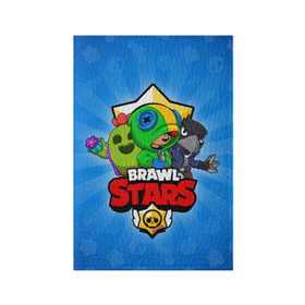 Обложка для паспорта матовая кожа с принтом BRAWL STARS в Белгороде, натуральная матовая кожа | размер 19,3 х 13,7 см; прозрачные пластиковые крепления | Тематика изображения на принте: brawl stars | brawler | crow | leon | spike | бравл старз | бравлер | ворон | леон | спайк