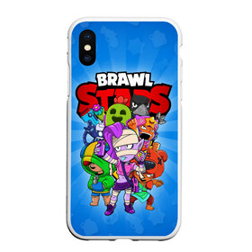 Чехол для iPhone XS Max матовый с принтом BRAWL STARS в Белгороде, Силикон | Область печати: задняя сторона чехла, без боковых панелей | 8 bit | 8 бит | brawl stars | brawler | crow | emz | leon | nita | sandy | spike | бравл старз | бравлер | ворон | леон | нита | спайк | сэнди | эмз