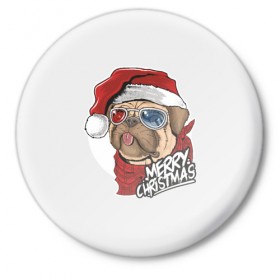 Значок с принтом Мопс Санта в Белгороде,  металл | круглая форма, металлическая застежка в виде булавки | Тематика изображения на принте: 2020 | christmas | happy | merry | new year | pug | в подарок | мопс | новый год | пёс | поздравить | рождество | с наступающим | с новым годом | с рождеством | санта | собака | щенок