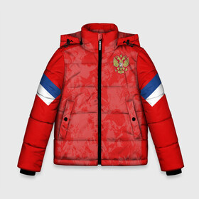 Зимняя куртка для мальчиков 3D с принтом Russia home EURO 2020 в Белгороде, ткань верха — 100% полиэстер; подклад — 100% полиэстер, утеплитель — 100% полиэстер | длина ниже бедра, удлиненная спинка, воротник стойка и отстегивающийся капюшон. Есть боковые карманы с листочкой на кнопках, утяжки по низу изделия и внутренний карман на молнии. 

Предусмотрены светоотражающий принт на спинке, радужный светоотражающий элемент на пуллере молнии и на резинке для утяжки | Тематика изображения на принте: championship | cup | dzyuba | russia | tdrfifa19 | world | артем | дзюба | европы | мира | мундиаль | россия | чемпионат