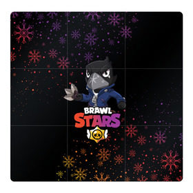 Магнитный плакат 3Х3 с принтом Новогодний Brawl Stars CROW в Белгороде, Полимерный материал с магнитным слоем | 9 деталей размером 9*9 см | brawl | brawl stars | crow | leon | stars | бравл | бравл старс | браво старс | игра | компьютерная | кров | леон | новогодний | новый год | онлайн | с новым годом | снежинки | старс