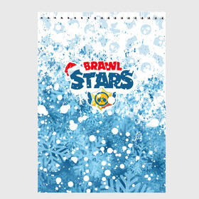 Скетчбук с принтом Новогодний Brawl Stars в Белгороде, 100% бумага
 | 48 листов, плотность листов — 100 г/м2, плотность картонной обложки — 250 г/м2. Листы скреплены сверху удобной пружинной спиралью | brawl | christmas | crow | game | leon | new year | snow | spike | stars | winter | ворон | елка | ель | зима | игра | леон | мороз | новый год | рождество | санта | снег | снежинка | спайк