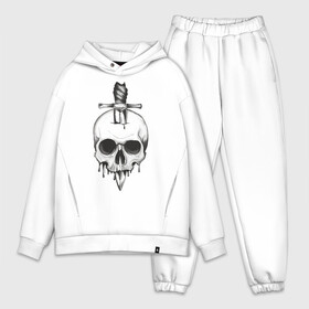 Мужской костюм хлопок OVERSIZE с принтом Skull with dagger в Белгороде,  |  | death | fear | rose | rose and skull | rose and snake | skull | skull and snake | skulls | snake | snakes | змеи | змея | роза | роза и змея | роза и череп | череп | череп и змея | черепа