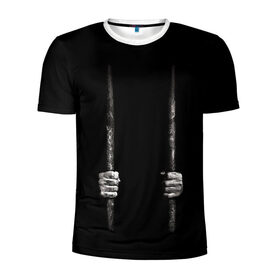 Мужская футболка 3D спортивная с принтом Взаперти в Белгороде, 100% полиэстер с улучшенными характеристиками | приталенный силуэт, круглая горловина, широкие плечи, сужается к линии бедра | в темноте | взаперти | руки | тьма
