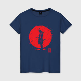 Женская футболка хлопок с принтом Самурайский Дух в Белгороде, 100% хлопок | прямой крой, круглый вырез горловины, длина до линии бедер, слегка спущенное плечо | samurai | samurai spirit | самурай | самурайский дух | япония