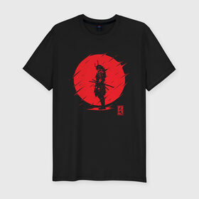 Мужская футболка премиум с принтом Самурайский Дух в Белгороде, 92% хлопок, 8% лайкра | приталенный силуэт, круглый вырез ворота, длина до линии бедра, короткий рукав | Тематика изображения на принте: samurai | samurai spirit | самурай | самурайский дух | япония