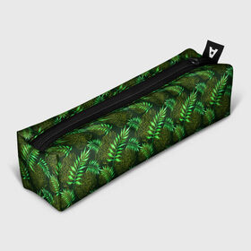 Пенал 3D с принтом Зеленые тропики в Белгороде, 100% полиэстер | плотная ткань, застежка на молнии | гавайи | листья | листья пальм | пальмы | тропики