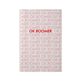 Обложка для паспорта матовая кожа с принтом OK BOOMER в Белгороде, натуральная матовая кожа | размер 19,3 х 13,7 см; прозрачные пластиковые крепления | Тематика изображения на принте: ok boomer | зумеры | мемы | миллениалы | окей бумер