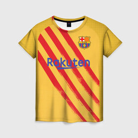 Женская футболка 3D с принтом Messi 4-th kit 19-20 в Белгороде, 100% полиэфир ( синтетическое хлопкоподобное полотно) | прямой крой, круглый вырез горловины, длина до линии бедер | barcelona | champions | laliga | league | messi | spain | барселона | испания | лига | месси | чемпионов