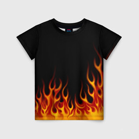 Детская футболка 3D с принтом Пламя Old School в Белгороде, 100% гипоаллергенный полиэфир | прямой крой, круглый вырез горловины, длина до линии бедер, чуть спущенное плечо, ткань немного тянется | Тематика изображения на принте: burn | fire | костер | нарисованный | огня | огонь | олдскул | пламени | пламя | пожар | пылает | рисованный огонь | языки