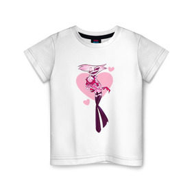 Детская футболка хлопок с принтом Энджел Даст в Белгороде, 100% хлопок | круглый вырез горловины, полуприлегающий силуэт, длина до линии бедер | отель хазбин | персонаж | рисунок | сердечки | энджел даст