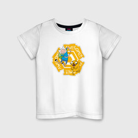 Детская футболка хлопок с принтом Awesome Adventure Time в Белгороде, 100% хлопок | круглый вырез горловины, полуприлегающий силуэт, длина до линии бедер | adventure time | awesome | dsgnosadchaya | vdosadir | время приключений | джейк | пендлтон уорд | финн