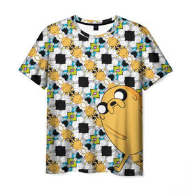 Мужская футболка 3D с принтом Jake Adventure Time в Белгороде, 100% полиэфир | прямой крой, круглый вырез горловины, длина до линии бедер | adventure time | dsgnosadchaya | vdosadir | время приключений | джейк | пендлтон уорд | финн