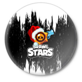 Значок с принтом BRAWL STARS НОВОГОДНИЙ. в Белгороде,  металл | круглая форма, металлическая застежка в виде булавки | brawl stars | moba | бравл старс | жанр | игра | лого | логотип | надпись | текстура