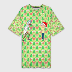 Платье-футболка 3D с принтом Рик и Морти в Белгороде,  |  | cn_1975629_019061 | dsgnkovaleva рик и морти | happy new year. | rick sanchez | vdkovmar | дед мороз | джастин ройланд | дэн хармон | мистер мисикс | новый год | плюмбус. rickmorty | рик санчез | санта клаус