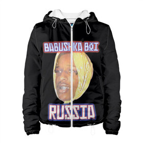 Женская куртка 3D с принтом A$AP Rocky x SVMOSCOW Babushka в Белгороде, ткань верха — 100% полиэстер, подклад — флис | прямой крой, подол и капюшон оформлены резинкой с фиксаторами, два кармана без застежек по бокам, один большой потайной карман на груди. Карман на груди застегивается на липучку | Тематика изображения на принте: asap | babushka boi | rocky | svmoscow