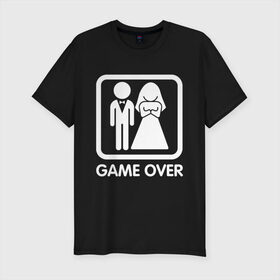 Мужская футболка премиум с принтом Game over в Белгороде, 92% хлопок, 8% лайкра | приталенный силуэт, круглый вырез ворота, длина до линии бедра, короткий рукав | девушка | жена | жених | игра | муж | невеста | парень | подарок