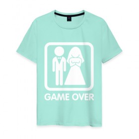 Мужская футболка хлопок с принтом Game over в Белгороде, 100% хлопок | прямой крой, круглый вырез горловины, длина до линии бедер, слегка спущенное плечо. | девушка | жена | жених | игра | муж | невеста | парень | подарок