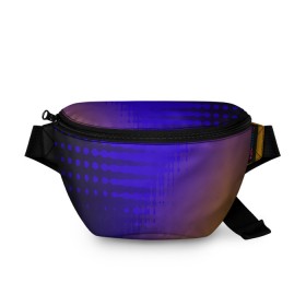 Поясная сумка 3D с принтом Градиент PRO в Белгороде, 100% полиэстер | плотная ткань, ремень с регулируемой длиной, внутри несколько карманов для мелочей, основное отделение и карман с обратной стороны сумки застегиваются на молнию | волна | волны | градиент | синий | фиолетовый