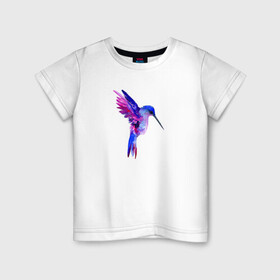 Детская футболка хлопок с принтом Колибри в Белгороде, 100% хлопок | круглый вырез горловины, полуприлегающий силуэт, длина до линии бедер | акварель | колибри | птица | рисунок