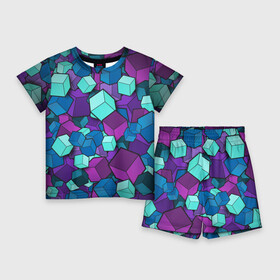 Детский костюм с шортами 3D с принтом Кубы в Белгороде,  |  | Тематика изображения на принте: абстрактно | абстрактные | абстрактный | абстрактным | абстракция | кубики | кубические | кубический | кубическое | кубы | неон | неонка | неоновые | разноцветные | светящиеся | цветное | цветные