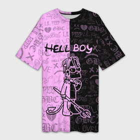 Платье-футболка 3D с принтом LIL PEEP HELL BOY в Белгороде,  |  | awful things | hell boy | lil peep | lil prince | клауд | клауд рэп | лил пип | пееп. | пост эмо | реп | репер | рэп | рэпер | трэп | хип хоп | эмо трэп