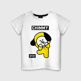 Детская футболка хлопок с принтом CHIMMY BT21 в Белгороде, 100% хлопок | круглый вырез горловины, полуприлегающий силуэт, длина до линии бедер | bt21 | bts | chimmy | cooky | koya | love yourself. | mang | rj | shooky | tata | бт21 | бтс