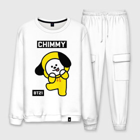 Мужской костюм хлопок с принтом CHIMMY BT21 в Белгороде, 100% хлопок | на свитшоте круглая горловина, мягкая резинка по низу. Брюки заужены к низу, на них два вида карманов: два “обычных” по бокам и два объемных, с клапанами, расположенные ниже линии бедра. Брюки с мягкой трикотажной резинкой на поясе и по низу штанин. В поясе для дополнительного комфорта — широкие завязки | bt21 | bts | chimmy | cooky | koya | love yourself. | mang | rj | shooky | tata | бт21 | бтс