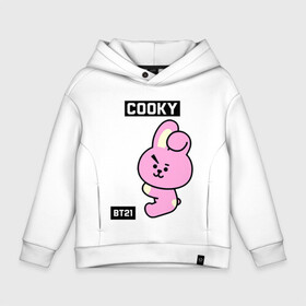 Детское худи Oversize хлопок с принтом COOKY BT21 в Белгороде, френч-терри — 70% хлопок, 30% полиэстер. Мягкий теплый начес внутри —100% хлопок | боковые карманы, эластичные манжеты и нижняя кромка, капюшон на магнитной кнопке | Тематика изображения на принте: bt21 | bts | chimmy | cooky | koya | love yourself. | mang | rj | shooky | tata | бт21 | бтс