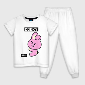 Детская пижама хлопок с принтом COOKY BT21 в Белгороде, 100% хлопок |  брюки и футболка прямого кроя, без карманов, на брюках мягкая резинка на поясе и по низу штанин
 | Тематика изображения на принте: bt21 | bts | chimmy | cooky | koya | love yourself. | mang | rj | shooky | tata | бт21 | бтс