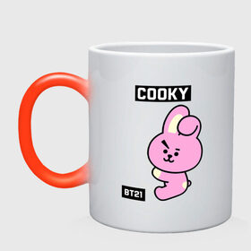 Кружка хамелеон с принтом COOKY BT21 в Белгороде, керамика | меняет цвет при нагревании, емкость 330 мл | Тематика изображения на принте: bt21 | bts | chimmy | cooky | koya | love yourself. | mang | rj | shooky | tata | бт21 | бтс