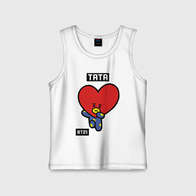 Детская майка хлопок с принтом TATA BT21 в Белгороде,  |  | bt21 | bts | chimmy | cooky | koya | love yourself. | mang | rj | shooky | tata | бт21 | бтс