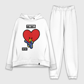 Женский костюм хлопок Oversize с принтом TATA BT21 в Белгороде,  |  | bt21 | bts | chimmy | cooky | koya | love yourself. | mang | rj | shooky | tata | бт21 | бтс