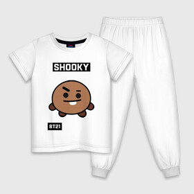 Детская пижама хлопок с принтом SHOOKY BT21 в Белгороде, 100% хлопок |  брюки и футболка прямого кроя, без карманов, на брюках мягкая резинка на поясе и по низу штанин
 | bt21 | bts | chimmy | cooky | koya | love yourself. | mang | rj | shooky | tata | бт21 | бтс