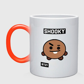 Кружка хамелеон с принтом SHOOKY BT21 в Белгороде, керамика | меняет цвет при нагревании, емкость 330 мл | bt21 | bts | chimmy | cooky | koya | love yourself. | mang | rj | shooky | tata | бт21 | бтс