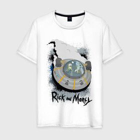 Мужская футболка хлопок с принтом Rick & Morty Ship в Белгороде, 100% хлопок | прямой крой, круглый вырез горловины, длина до линии бедер, слегка спущенное плечо. | Тематика изображения на принте: rickmortyship2 | ship | vdpartat