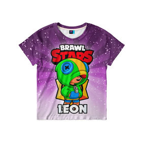 Детская футболка 3D с принтом BRAWL STARS LEON в Белгороде, 100% гипоаллергенный полиэфир | прямой крой, круглый вырез горловины, длина до линии бедер, чуть спущенное плечо, ткань немного тянется | brawl stars | brawl stars leon | brawler | leon | бравл старз | бравлер | леон