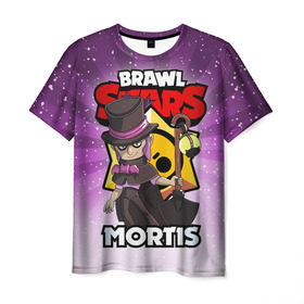 Мужская футболка 3D с принтом BRAWL STARS MORTIS в Белгороде, 100% полиэфир | прямой крой, круглый вырез горловины, длина до линии бедер | Тематика изображения на принте: brawl stars | brawl stars mortis | brawler | mortis | бравл старз | бравлер | мортис