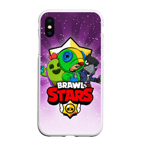 Чехол для iPhone XS Max матовый с принтом BRAWL STARS в Белгороде, Силикон | Область печати: задняя сторона чехла, без боковых панелей | brawl stars | brawler | crow | leon | spike | бравл старз | бравлер | ворон | леон | спайк