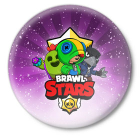 Значок с принтом BRAWL STARS в Белгороде,  металл | круглая форма, металлическая застежка в виде булавки | brawl stars | brawler | crow | leon | spike | бравл старз | бравлер | ворон | леон | спайк