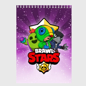 Скетчбук с принтом BRAWL STARS в Белгороде, 100% бумага
 | 48 листов, плотность листов — 100 г/м2, плотность картонной обложки — 250 г/м2. Листы скреплены сверху удобной пружинной спиралью | brawl stars | brawler | crow | leon | spike | бравл старз | бравлер | ворон | леон | спайк