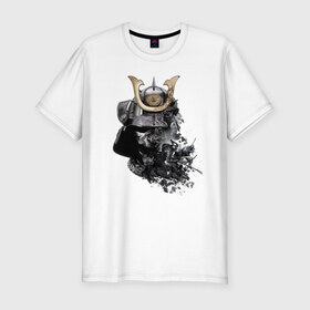 Мужская футболка хлопок Slim с принтом Samurai в Белгороде, 92% хлопок, 8% лайкра | приталенный силуэт, круглый вырез ворота, длина до линии бедра, короткий рукав | samurai | warrior | воин | самурай