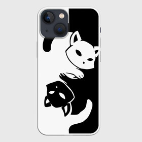 Чехол для iPhone 13 mini с принтом ДВА КОТА КУВЫРКАЮТСЯ. в Белгороде,  |  | Тематика изображения на принте: black white | два кота кувыркаются | животные | котики | коты | черно белое