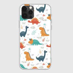 Чехол для iPhone 12 Pro с принтом Милые динозавры в Белгороде, силикон | область печати: задняя сторона чехла, без боковых панелей | dinosaurs | динозавр | динозавры | животные | игрушки | мульт динозавры | мультяшки динозавры | тиранозавр