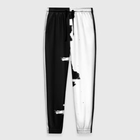 Мужские брюки 3D с принтом Черным по белому в Белгороде, 100% полиэстер | манжеты по низу, эластичный пояс регулируется шнурком, по бокам два кармана без застежек, внутренняя часть кармана из мелкой сетки | black | white | белый | инь | чб | черный | янь
