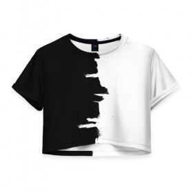 Женская футболка Cropp-top с принтом Черным по белому в Белгороде, 100% полиэстер | круглая горловина, длина футболки до линии талии, рукава с отворотами | black | white | белый | инь | чб | черный | янь