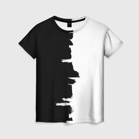 Женская футболка 3D с принтом Черным по белому в Белгороде, 100% полиэфир ( синтетическое хлопкоподобное полотно) | прямой крой, круглый вырез горловины, длина до линии бедер | black | white | белый | инь | чб | черный | янь