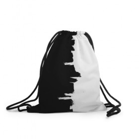 Рюкзак-мешок 3D с принтом Черным по белому в Белгороде, 100% полиэстер | плотность ткани — 200 г/м2, размер — 35 х 45 см; лямки — толстые шнурки, застежка на шнуровке, без карманов и подкладки | black | white | белый | инь | чб | черный | янь