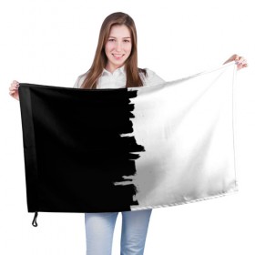 Флаг 3D с принтом Черным по белому в Белгороде, 100% полиэстер | плотность ткани — 95 г/м2, размер — 67 х 109 см. Принт наносится с одной стороны | black | white | белый | инь | чб | черный | янь